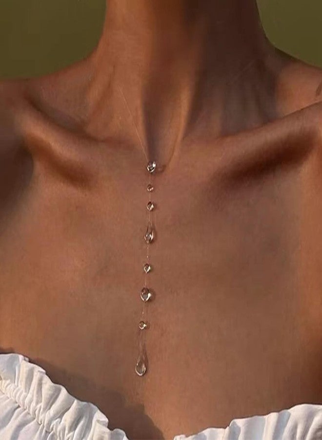 JAVARNV Dew Drop Necklace Long Necklace Choker Necklaces for Women Thin Rope Necklaces for Women Handmade Dew Jewelry Christmas Stocking Stuffers - Image 2